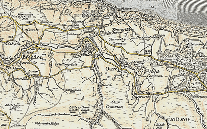 Old map of Badgworthy Lees in 1900
