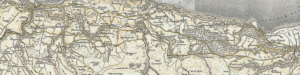 Old map of Badgworthy Lees in 1900