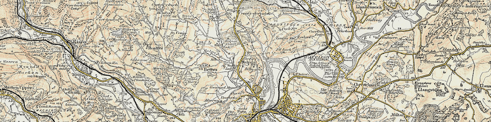 Old map of Malpas in 1899-1900