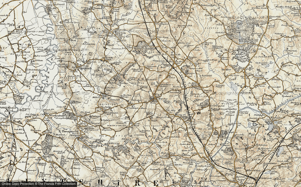 Old Map of Malpas, 1902 in 1902