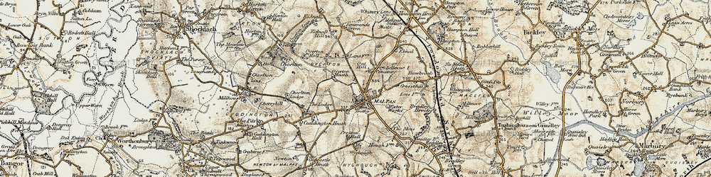 Old map of Malpas in 1902