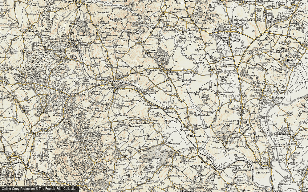Old Map of Historic Map covering Brass Mill in 1898-1900