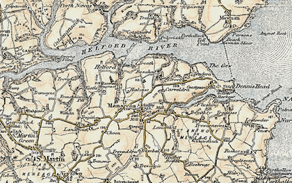 Old map of Manaccan in 1900