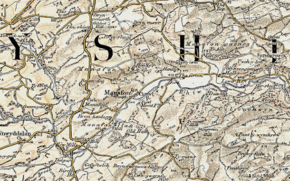Old map of Brynhwdog in 1902-1903