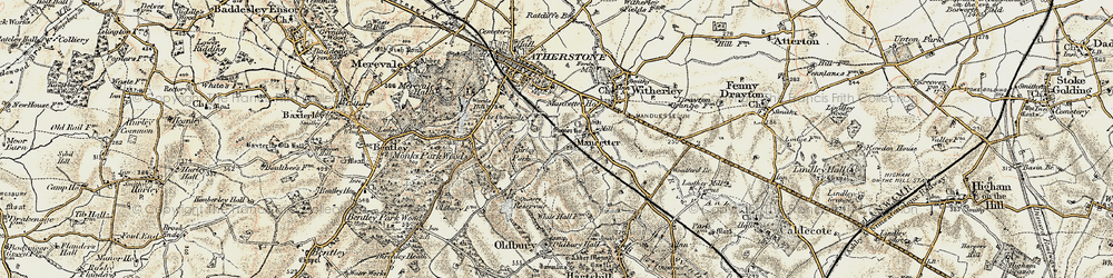 Old map of Mancetter in 1901-1903