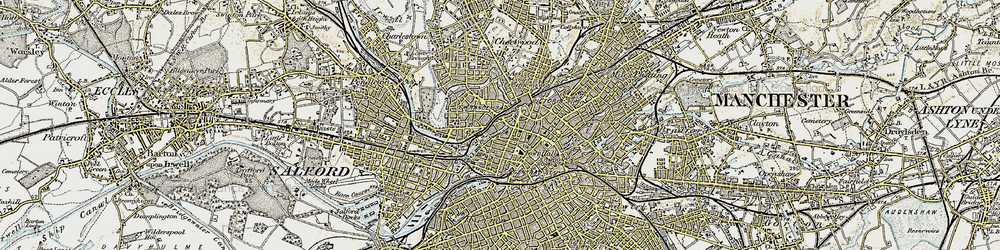 Old map of Manchester in 1903