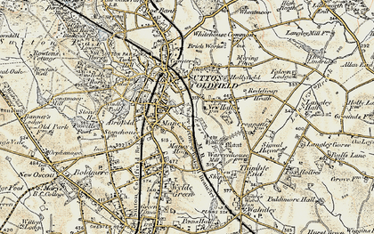 Old map of Maney in 1901-1902