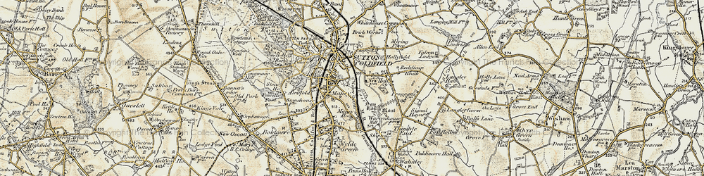 Old map of Maney in 1901-1902