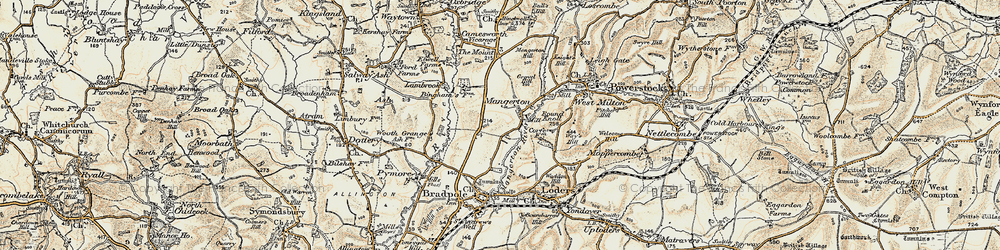Old map of Mangerton in 1898-1899