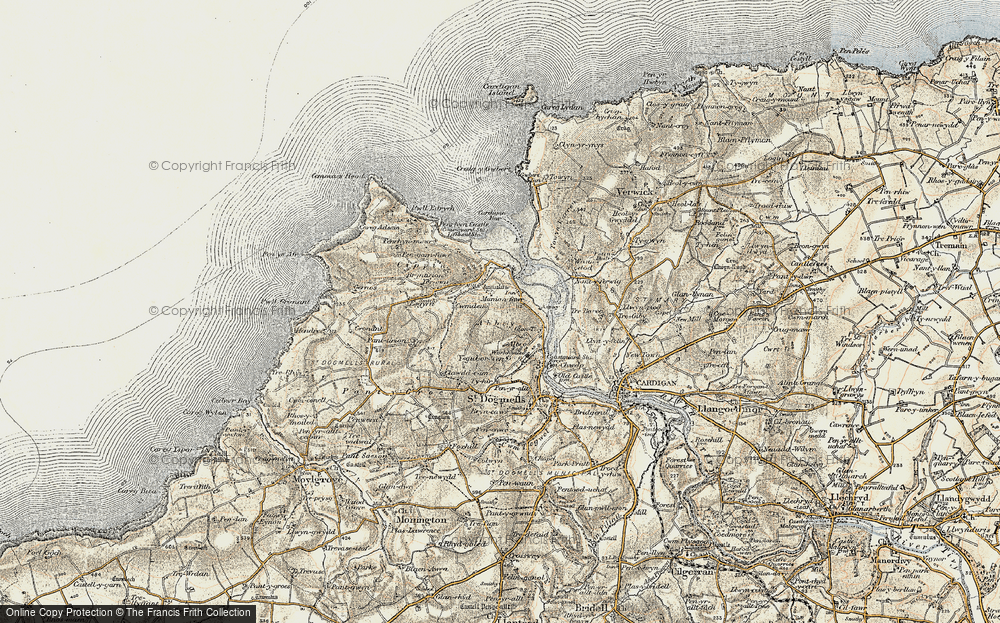 Old Map of Historic Map covering Poppit Sands in 1901