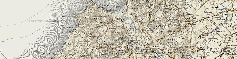 Old map of Poppit Sands in 1901