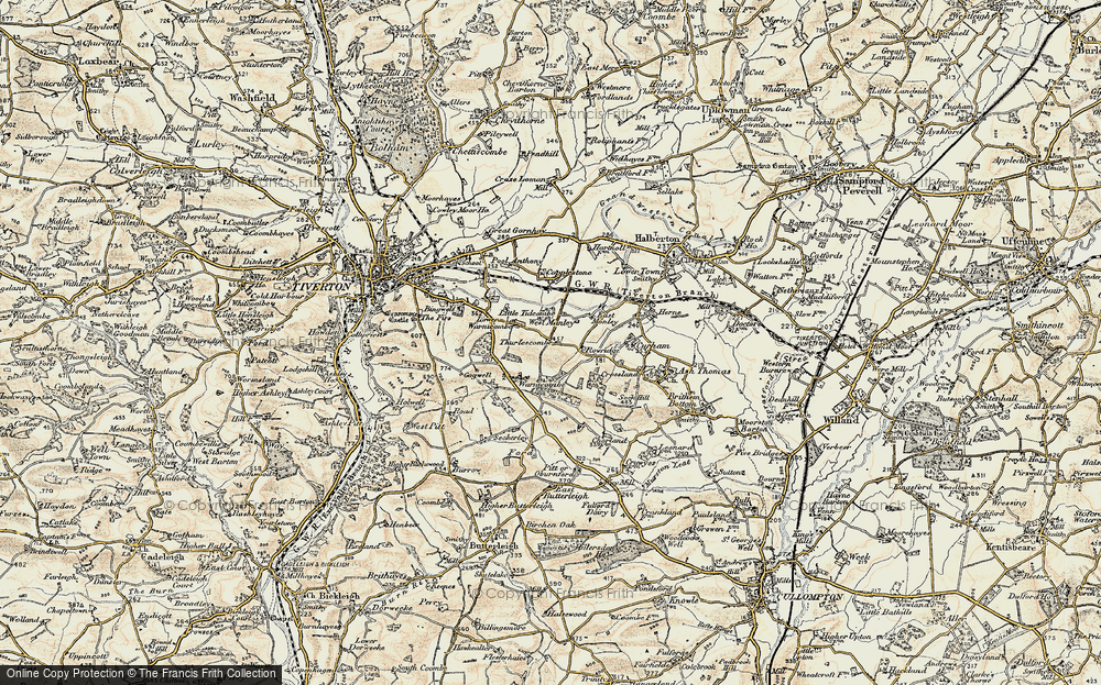 Old Map of Historic Map covering Warnicombe in 1898-1900