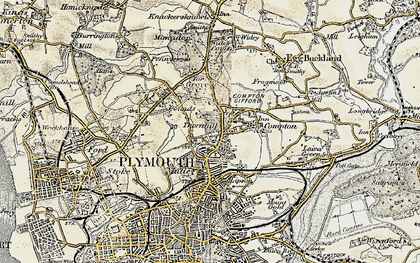 Old map of Mannamead in 1899-1900