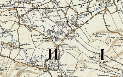 Old map of Manningford Bohune in 1897-1899