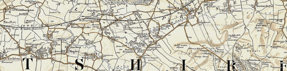 Old map of Manningford Bohune Common in 1897-1899
