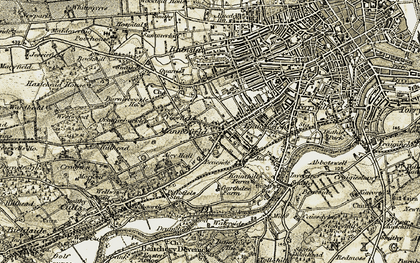 Old map of Mannofield in 1908-1909