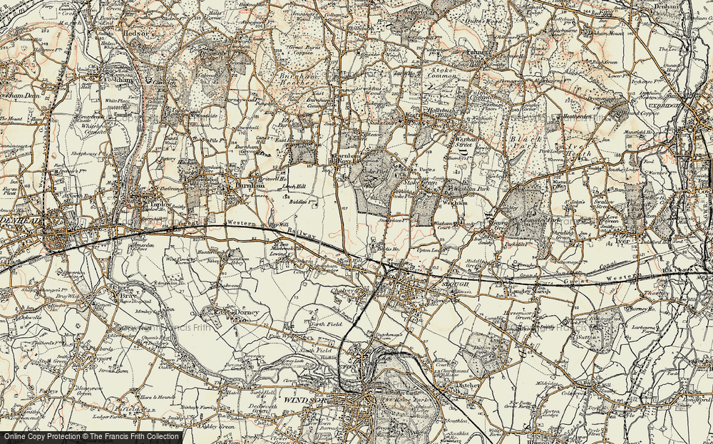 Old Map of Historic Map covering Slough Trading Estate in 1897-1909