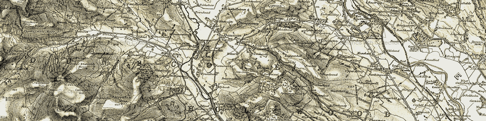 Old map of Barbuie Burn in 1904-1905