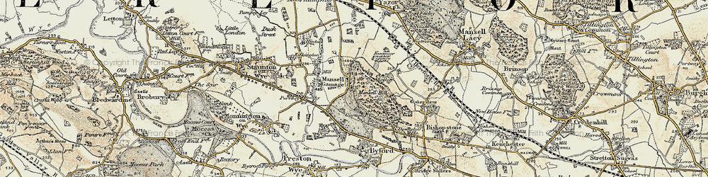 Old map of Mansell Gamage in 1900-1901
