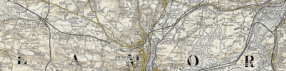 Old map of Manselton in 1900-1901