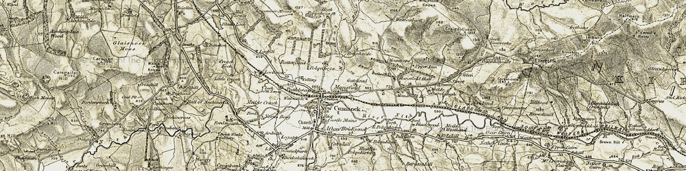 Old map of Burntonhill in 1904-1905