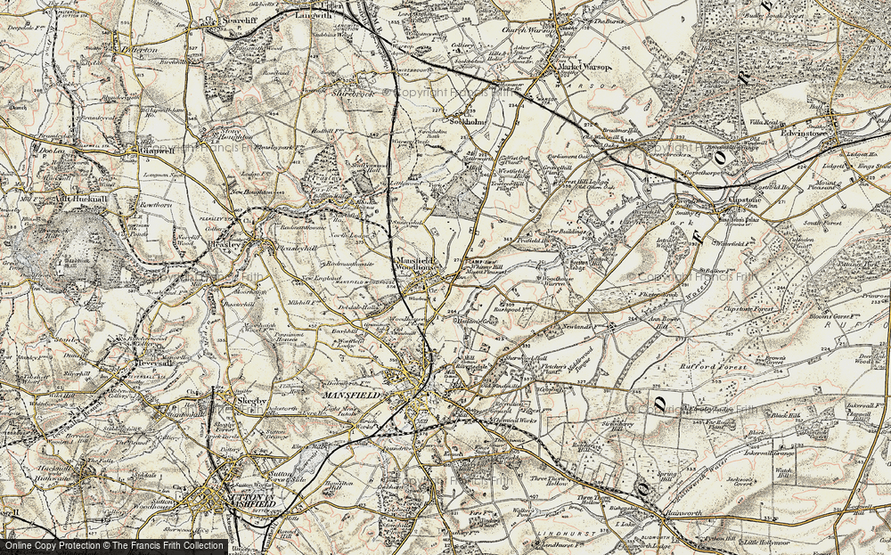 Old Map of Historic Map covering Whinney Hill in 1902-1903