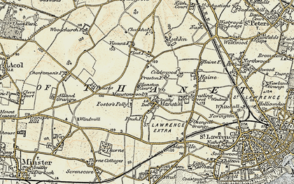 Old map of Manston in 1898-1899