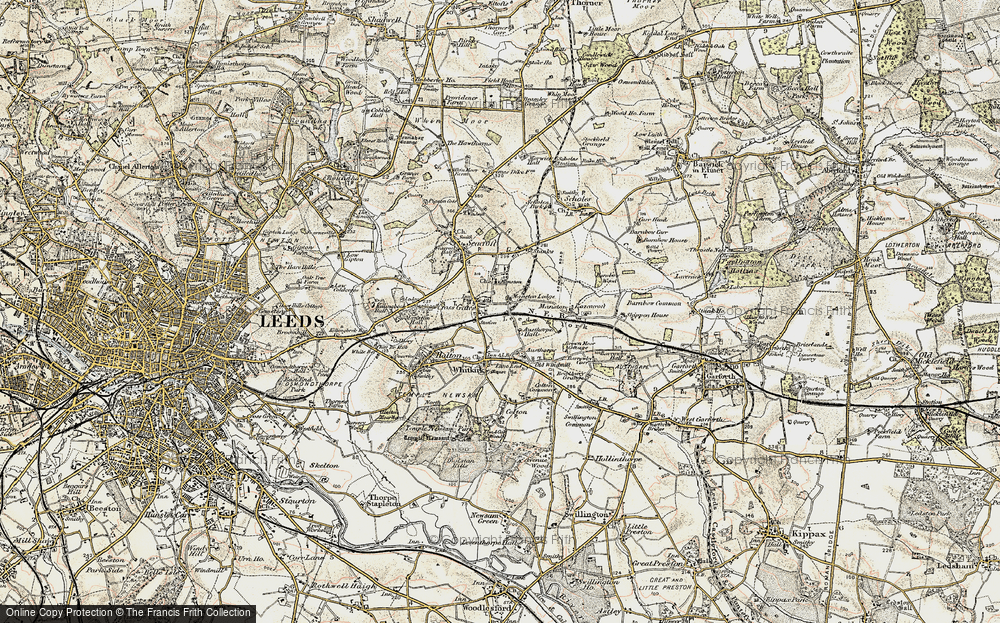 Old Map of Historic Map covering Austhorpe Hall in 1903-1904