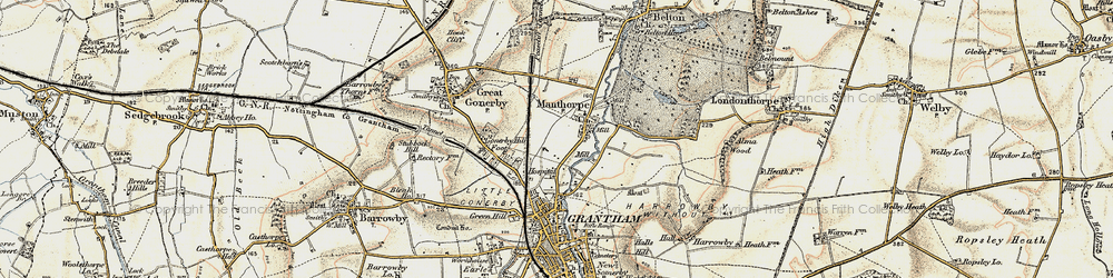 Old map of Manthorpe in 1902-1903