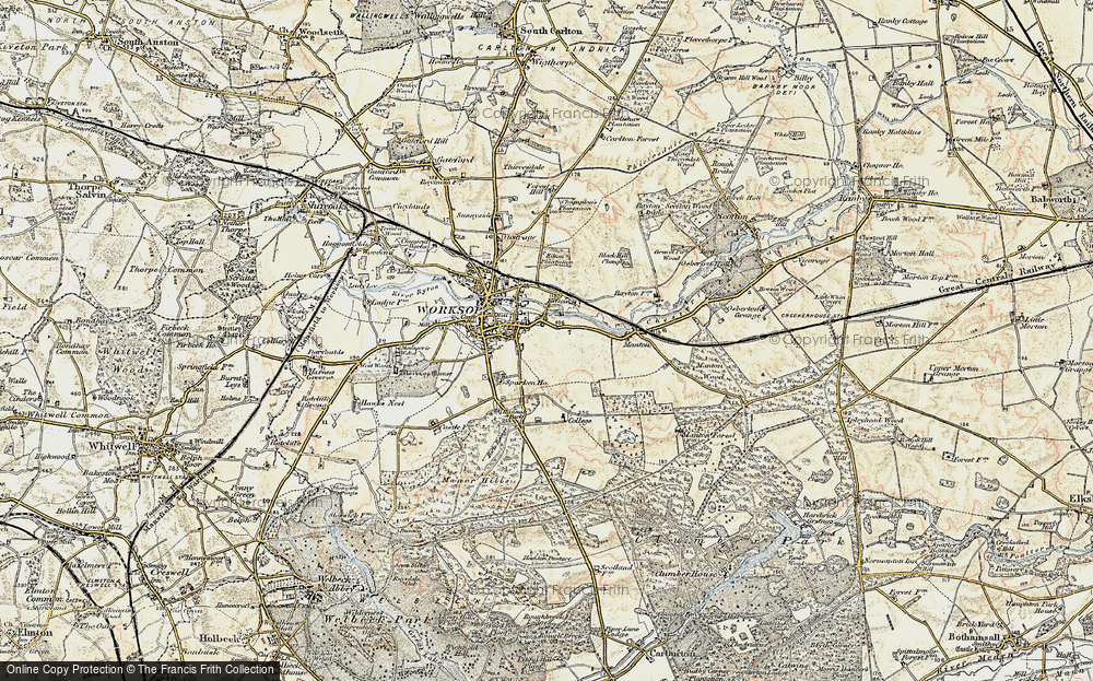 Old Map of Historic Map covering Worksop College in 1902-1903