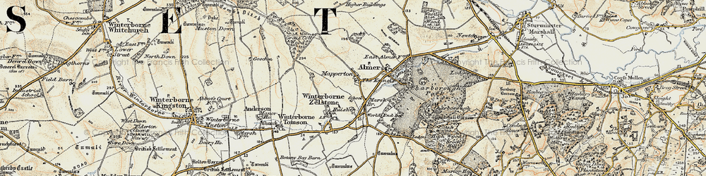 Old map of Huish in 1897-1909