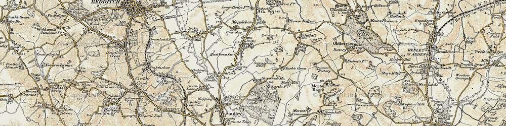 Old map of Mappleborough Green in 1899-1902