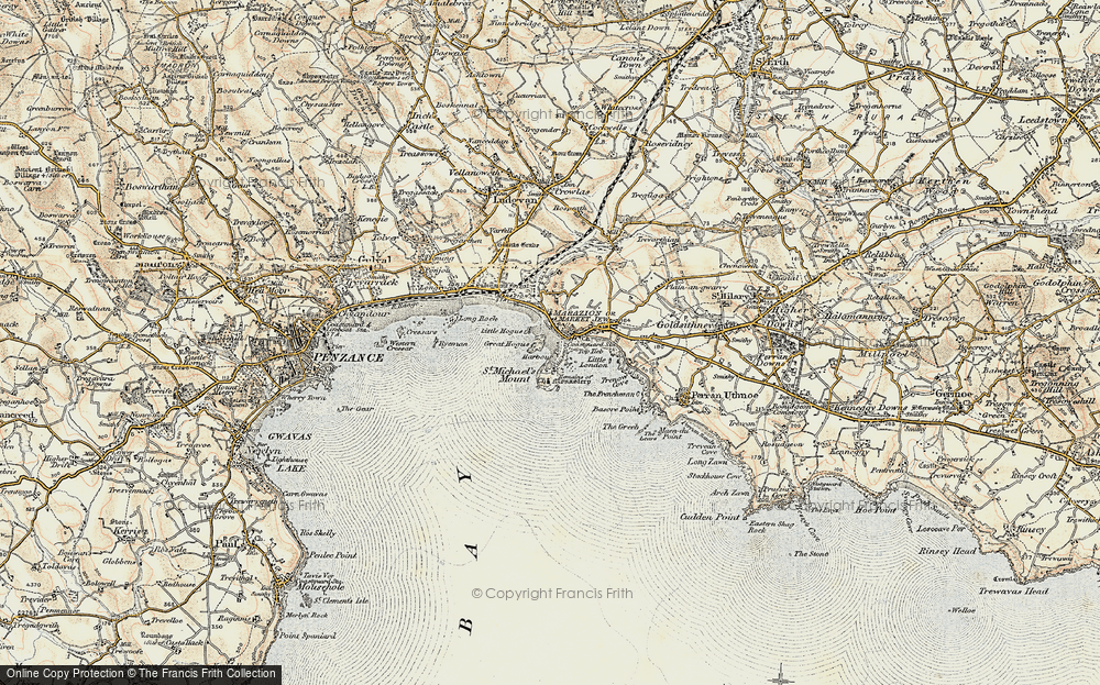 Old Map of Historic Map covering St Michael's Mount in 1900
