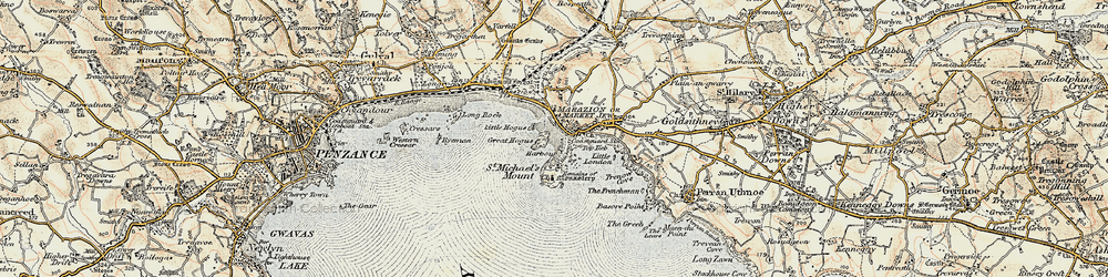 Old map of Marazion in 1900