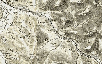 Old map of Bidhouse Burn in 1904-1905