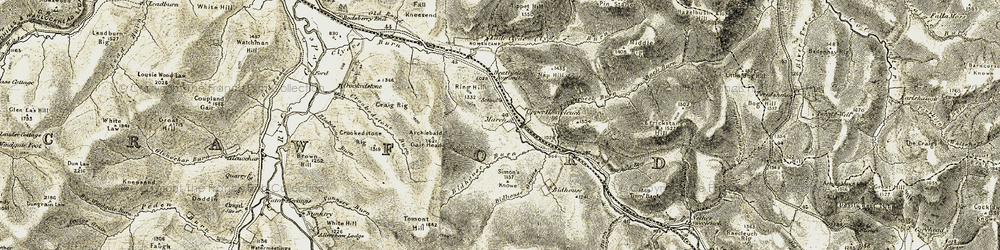 Old map of Tomont Hill in 1904-1905
