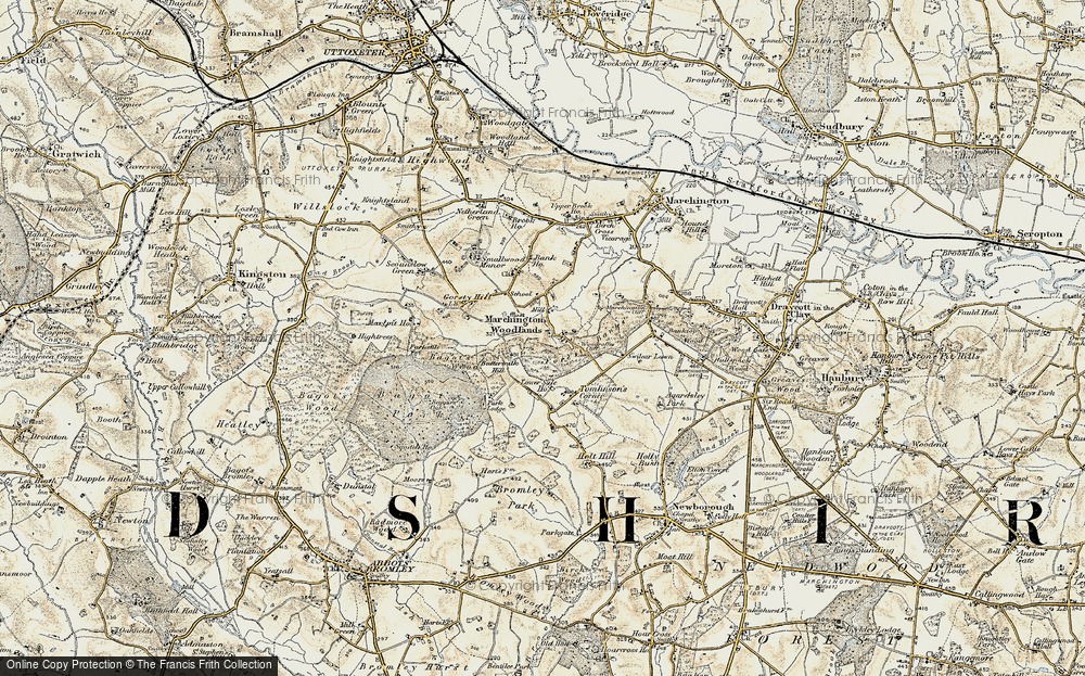 Old Map of Historic Map covering Buttermilk Hill in 1902
