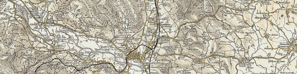 Old map of Afon Gafenni in 1899-1900