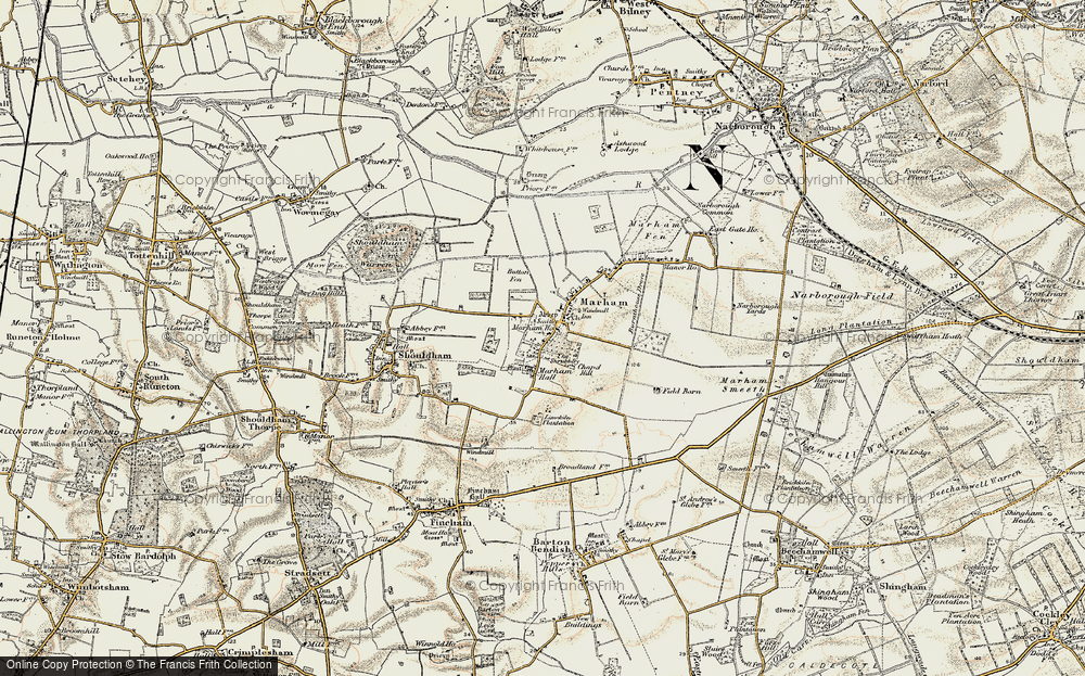 Old Map of Historic Map covering Button Fen in 1901