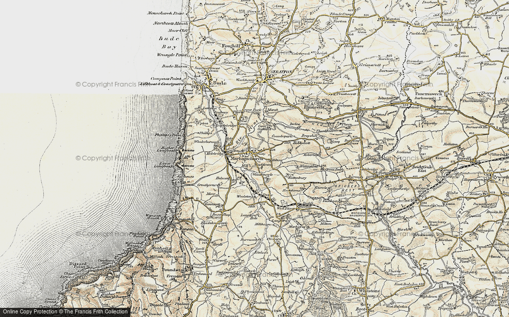 Old Map of Historic Map covering Wooldown in 1900
