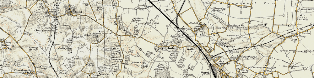 Old map of Marholm in 1901-1902