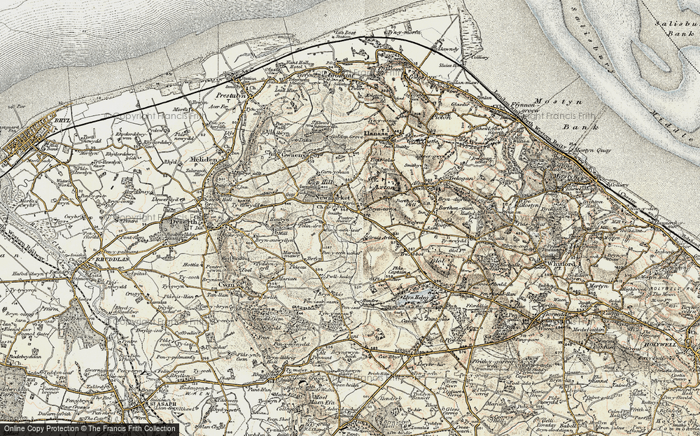 Old Map of Historic Map covering Brynterfyn in 1902