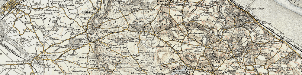Old map of Brynterfyn in 1902