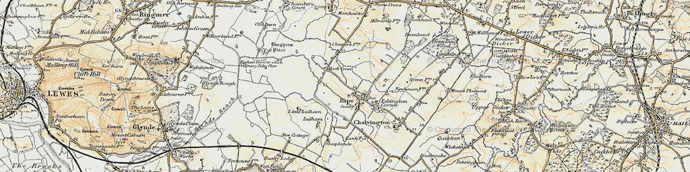 Old map of Mark Cross in 1898