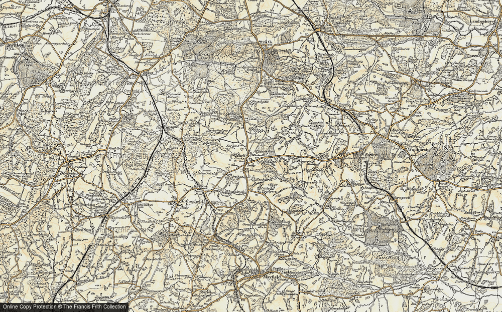 Old Map of Mark Cross, 1898 in 1898