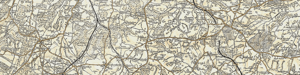 Old map of Mark Cross in 1898