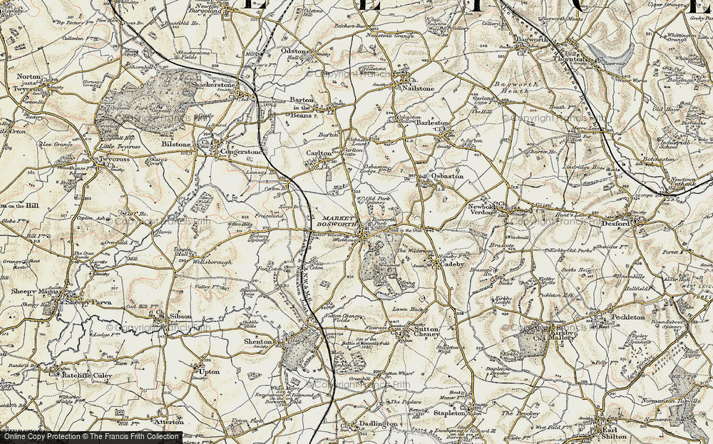 Old Map of Market Bosworth, 1901-1903 in 1901-1903
