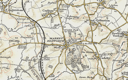 Old map of Market Bosworth in 1901-1903