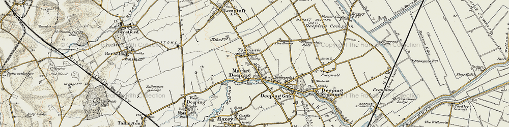 Old map of Market Deeping in 1901-1902