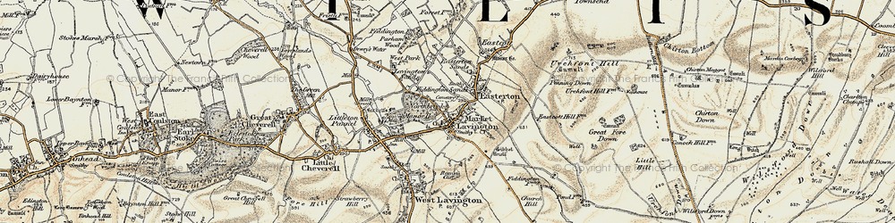 Old map of Market Lavington in 1898-1899